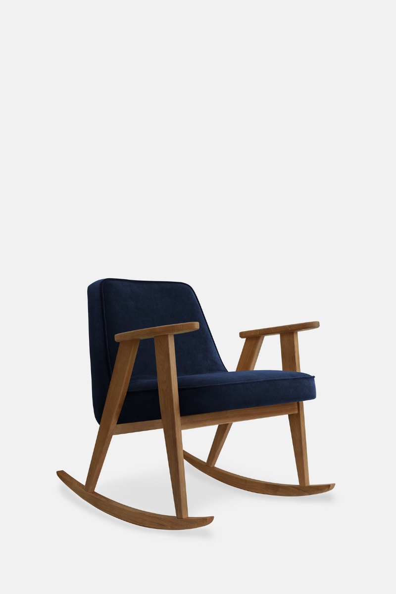 366 Rocking Chair. Velvet Collection. Indigo. Oak03